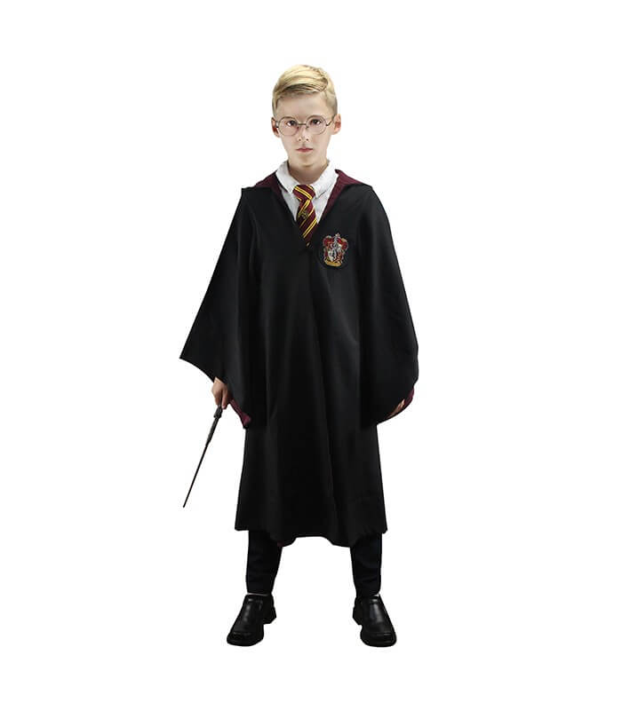Wand and Glasses for Child and Adult Magic School Uniform Wizard Scarf NAL Robe 5 Piece Set Magical Wizard Robe Cloak Costume with Tie Magical Wizard Fancy Dress