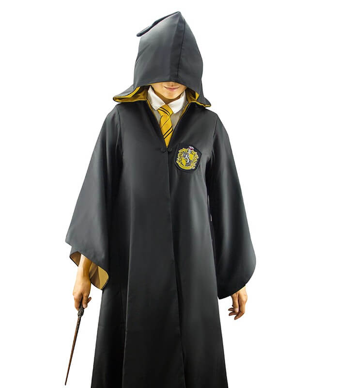 Harry Potter Hufflepuff Robe Halloween Costume Child Unisex L 10-12 Hooded  Black