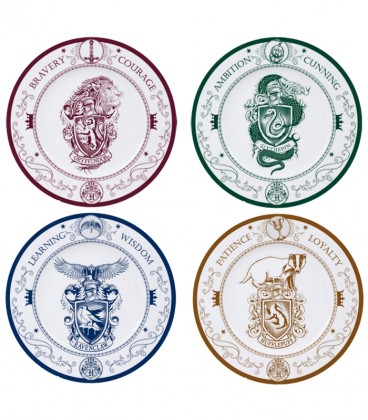 Hogwarts Houses 4 Porcelain Plates Set