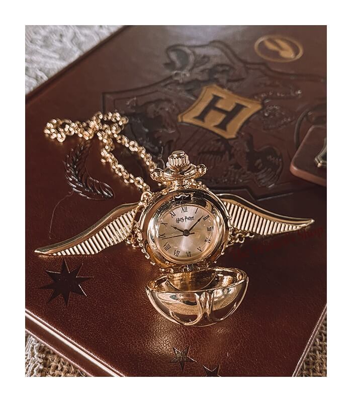 Harry Potter - Collier avec horloge Vif d'or (plaqué or) - Bijoux