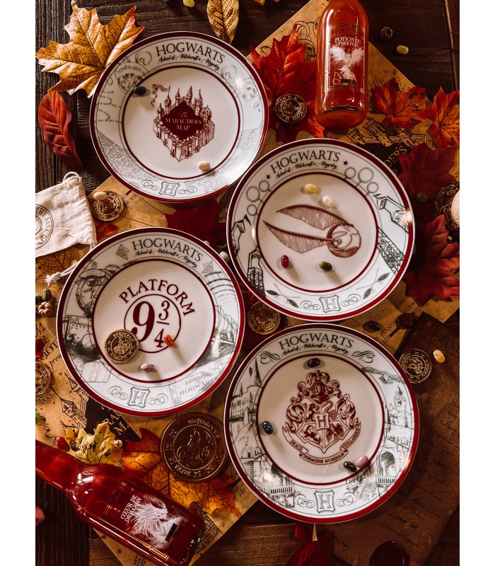 Set de 4 Assiettes Porcelaine Maisons Poudlard Harry Potter