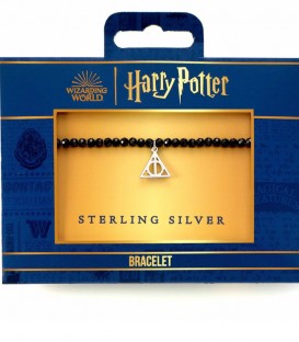 Sterling silver Deathly Hallows Charm black crystal bracelet - Harry Potter